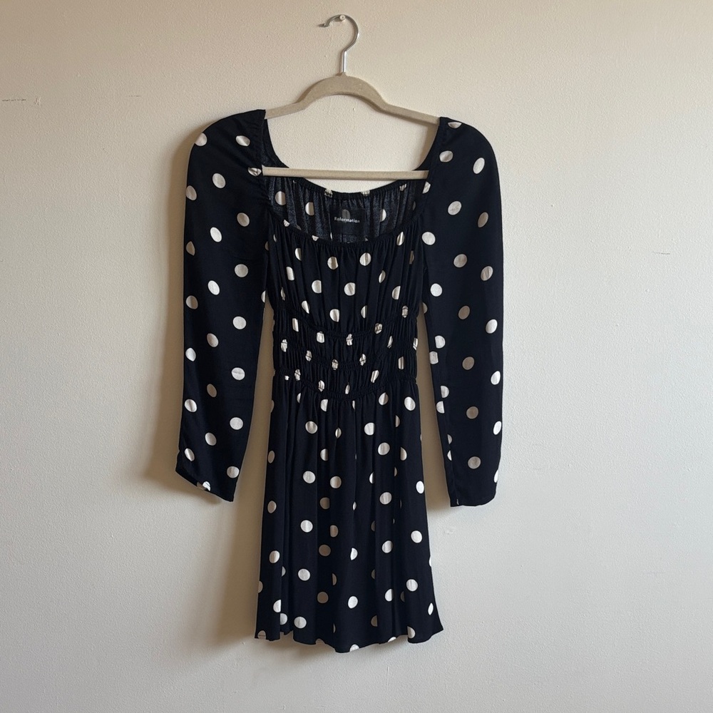 Reformation Black and White Polka Dot Long Sleeve Dress